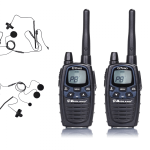 Set van 2 Midland G7 Pro portofoon met headset - Motorset