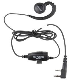 Kenwood KHS-31C C-Style headset voorzijde met in-line microfoon en PTT-knop, compatibel met ProTalk® en andere Kenwood 2-pin portofoons