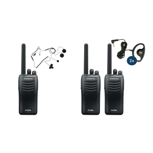 Kenwood TK-3501 motorinstructieset met 3 portofoons, HS-Pro 22K helmset en Maas KEP-300K oortjes